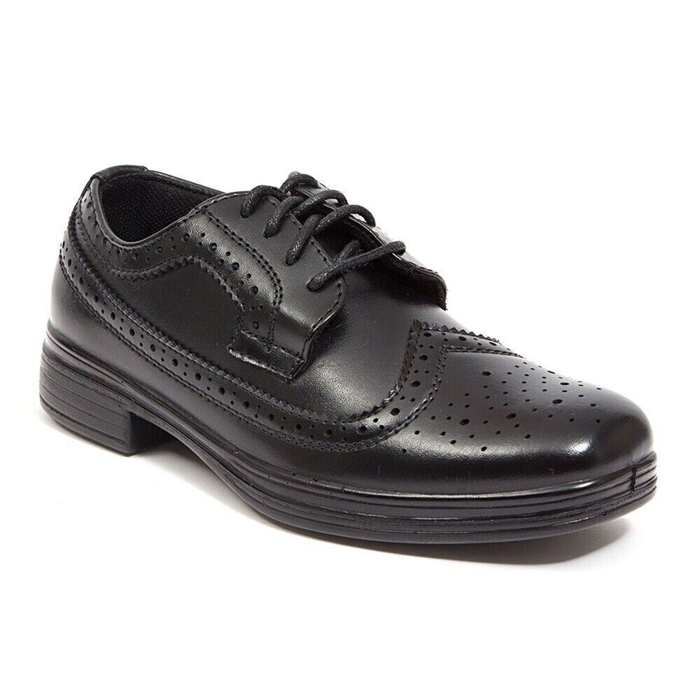 Deer Stags Ace Oxford Leather Wingtip Dress Shoes Big Boys Size 5M Black - New!